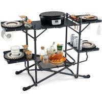 Portable Camping BBQ Cook Station with Storage Shelves