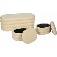 Set of 3 Plush Ottoman Benches with Storage