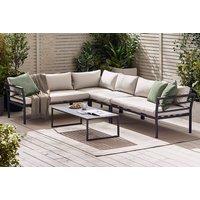 Grey 6-Seater Corner Sofa Set with Table