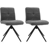 Set of 2 Plush Grey Teddy Fleece Dining Chairs