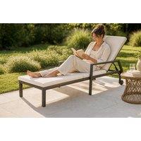 Savanna Rattan Sun Lounger Recliner with Pillow Cushions and Wheels