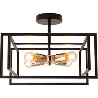 3 or 4-Light Industrial Semi-Flush Mount Ceiling Light