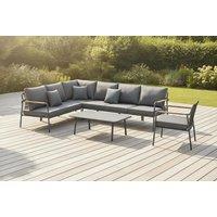 Verano Apollo & Matrix 6 Seat Outdoor Dining Set in Charcoal Finish