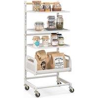 4-Tier Rolling Utility Cart with Mesh Basket & Adjustable Shelves