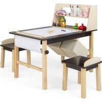 Kids Art Table and Chair Set with Storage & Paper Roll Holder