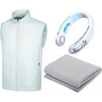 Aerochill Summer Cooling Bundle: Neck Fan, Cooling Towel & Vest Set