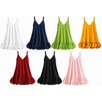 Women's Black Ruffled A-Line V-Neck Mini Dress