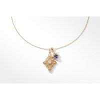 Japanese Style Hollow Leaf Pendant Necklace with Blue Diamond