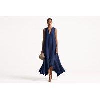 Black Women's Opaque V-Neck Midi Dress