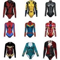 Unisex Black Marvel Superhero- One-Piece Bodysuit With Long Sleeves