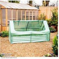 Cloche Greenhouse with Metal Raised Bed - Weatherproof, Spacious & Protective for Year-Round Plant Growth