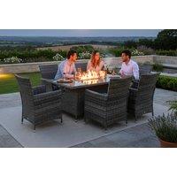 Rattan 4- or 6-Seater Garden Set - Rectangular Gas Firepit Table Option