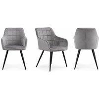 Velvet Dining Chair with Metal Legs and Square-Stitched Detailing