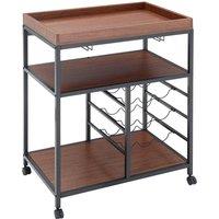 Rustic Wooden Mobile Serving Cart