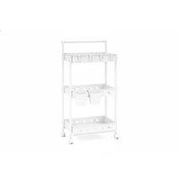 3-Tier Rolling Storage Cart with Hanging Cups & Hooks