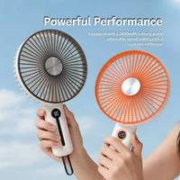Unisex Green LED Display 6-Speed Foldable Rechargeable Handheld Cooling Fan - Portable USB, 2400mAh Battery