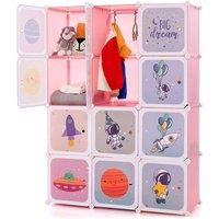 Portable Kids Wardrobe with 8 Cubes and 2 Hanging Sections