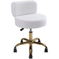 Height-Adjustable Teddy Fleece Vanity Stool