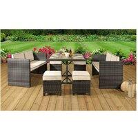 Haiti 7-Seater Rattan Garden Dining Set - Weatherproof Outdoor Cube Furniture