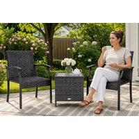 3-Piece Patio Wicker Chair Set with Cushions & Table