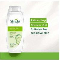 Simple Kind to Skin Refreshing Shower Gel 450ml Multipack with Cucumber & Pro-Vitamin B5 - For Sensitive Skin, Gentle Body Wash