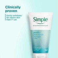 Simple Clear Pore Scrub & Vitamin Day/Night Cream Bundle - Bamboo, Witch Hazel, Pro-Vitamin B5, For Sensitive Skin, Cream Set