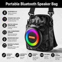 Unisex Black Waterproof Crossbody Shoulder Bag with Built-In Bluetooth Speaker - Versatile Festival & Travel Purse