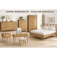AURORA 9 Piece Oak Bedroom Set for Timeless Style & Organization