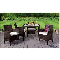 Modern Rattan Four Seater Square Garden Dining Set - Weather-Resistant Outdoor Furniture