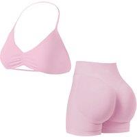 Black Women's 2-Piece Halter Sports Bra & Shorts Set