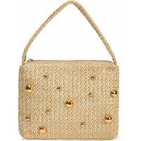 Black Women's Handwoven Straw Clutch Bag