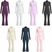 Blue Women's High Waisted Flare Leggings & Crop Top Set
