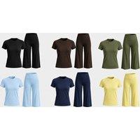 Black Women's Two-Piece Set with Yoga Shirt and Flared Capri Pants
