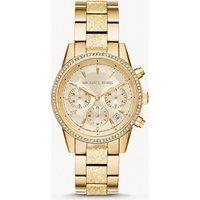 Michael Kors MK6597 Ritz Ladies Chronograph Gold Stainless Steel Watch - Quartz, 37mm, Water Resistant