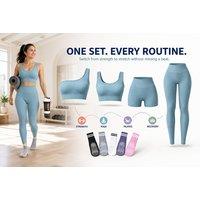 Black Women's 4-Piece Seamless Yoga Bundle with Multi-Color Socks & Shaker