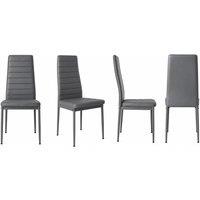Set of 4 Faux Leather Armless High-Back Dining Chairs