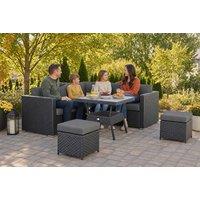 7-Seater Rattan Corner Sofa Set with Dining Table