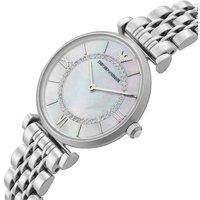 Emporio Armani AR1908 Gianni T-Bar Ladies Quartz Watch - Stainless Steel, 32mm, Water-Resistant, Luxury Mother of Pearl Dial