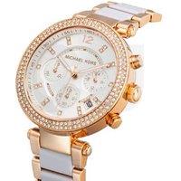 Michael Kors Parker MK5774 Ladies Chronograph Gold Watch - Rose Gold & White, Crystal Bezel