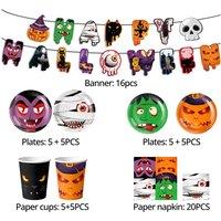 67-Piece Halloween Party Tableware & Decoration Set