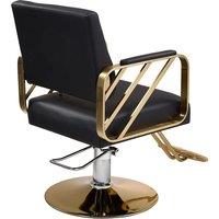 Height-Adjustable Swivel Salon Barber Chair in Black & Gold