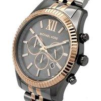 Michael Kors MK8561 Men's Lexington Chronograph Stainless Steel Watch - Quartz, Water Resistant, Black Dial