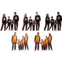 Unisex Black Family Matching Glow In The Dark Halloween Pajama Sets