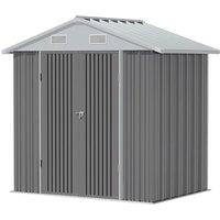 4x6FT Metal Garden Storage Shed with Lockable Double Doors