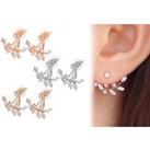 Summer Crystal Leaf Double Drop Earrings - Silver, Rose Gold Or Gold
