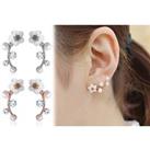 Summer Daisy Flower Climber Earrings - 2 Colours! - White Gold