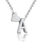 Alphabet & Heart Initial Necklace - Silver