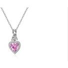 Pink Sapphire Heart Necklace With Crystals