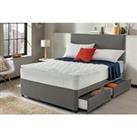 Grey Divan Bed With Headboard & Mattress - Optional Storage