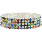 Four Row Multi-Coloured Tennis Bracelet - Silver